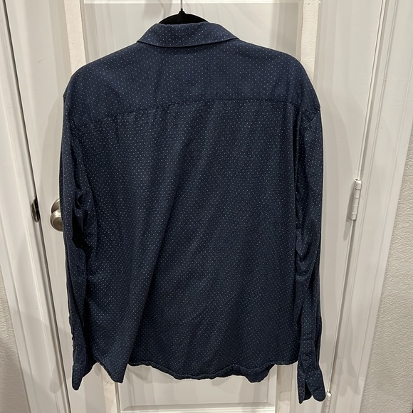 Dark Blue w/Tiny White Dots Long Sleeve Button-Up Shirt Sized Men’s XXL by Joe - Picture 3 of 3